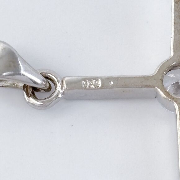 Vintage Sterling Silver 925 Cubic Zirconia Cross Pendant - Picture 5 of 7